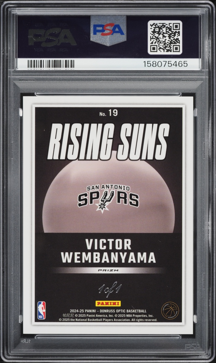 2024 Donruss Optic Rising Suns Fast Break Black Prizm Victor Wembanyama 1/1 #19 PSA 10 GEM MINT