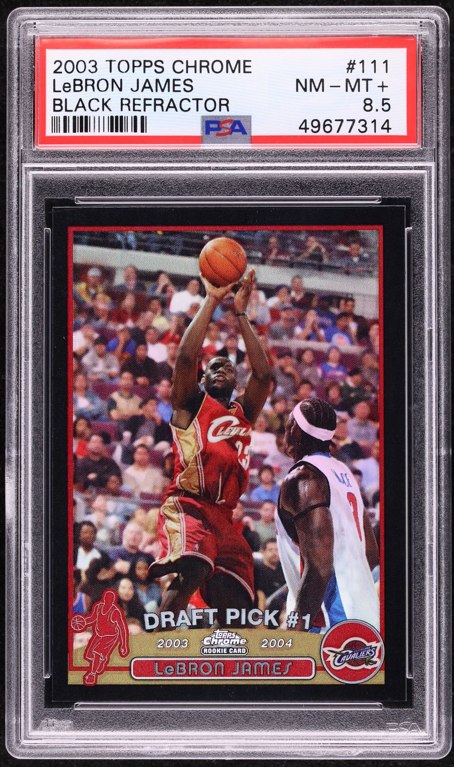 2003 Topps Chrome Black Refractor LeBron James ROOKIE /500 #111 PSA 8.5 NM-MT+