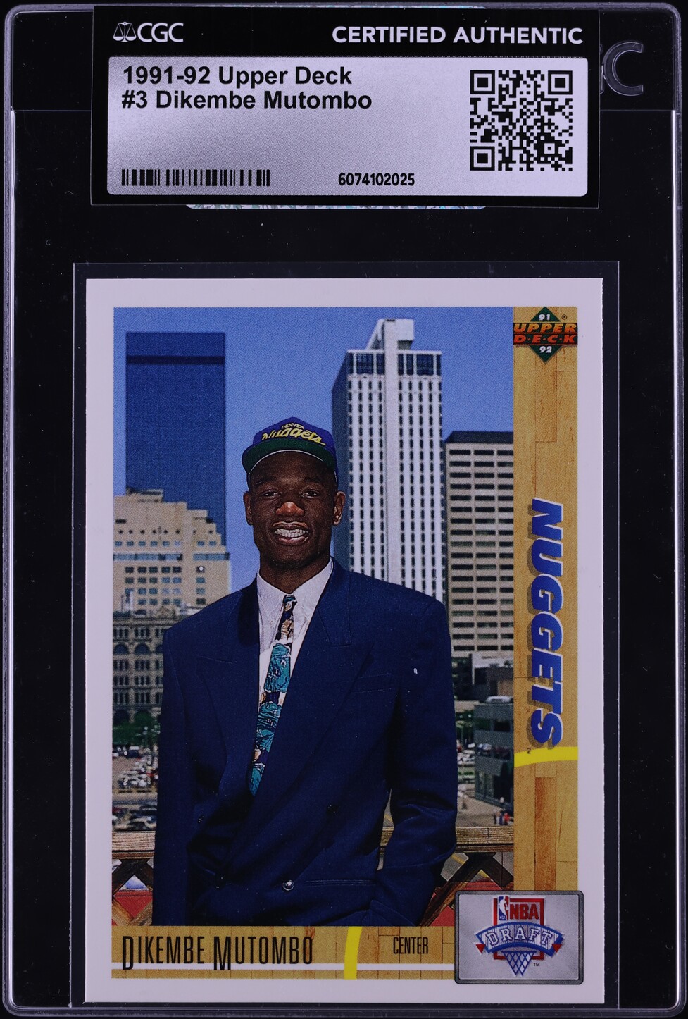 1991 Upper Deck Basketball Dikembe Mutombo ROOKIE #3 CGC AUTH