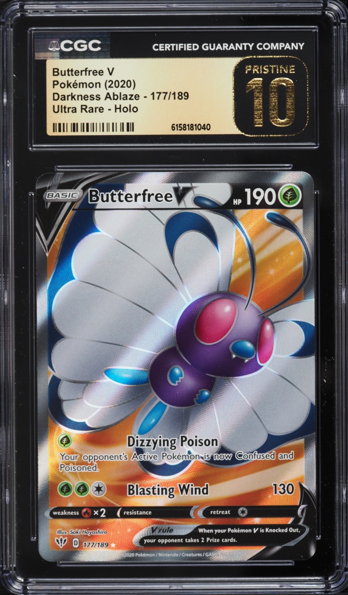 2020 Pokemon Sword & Shield Darkness Ablaze Full Art Butterfree V #177 CGC 10 PRISTINE