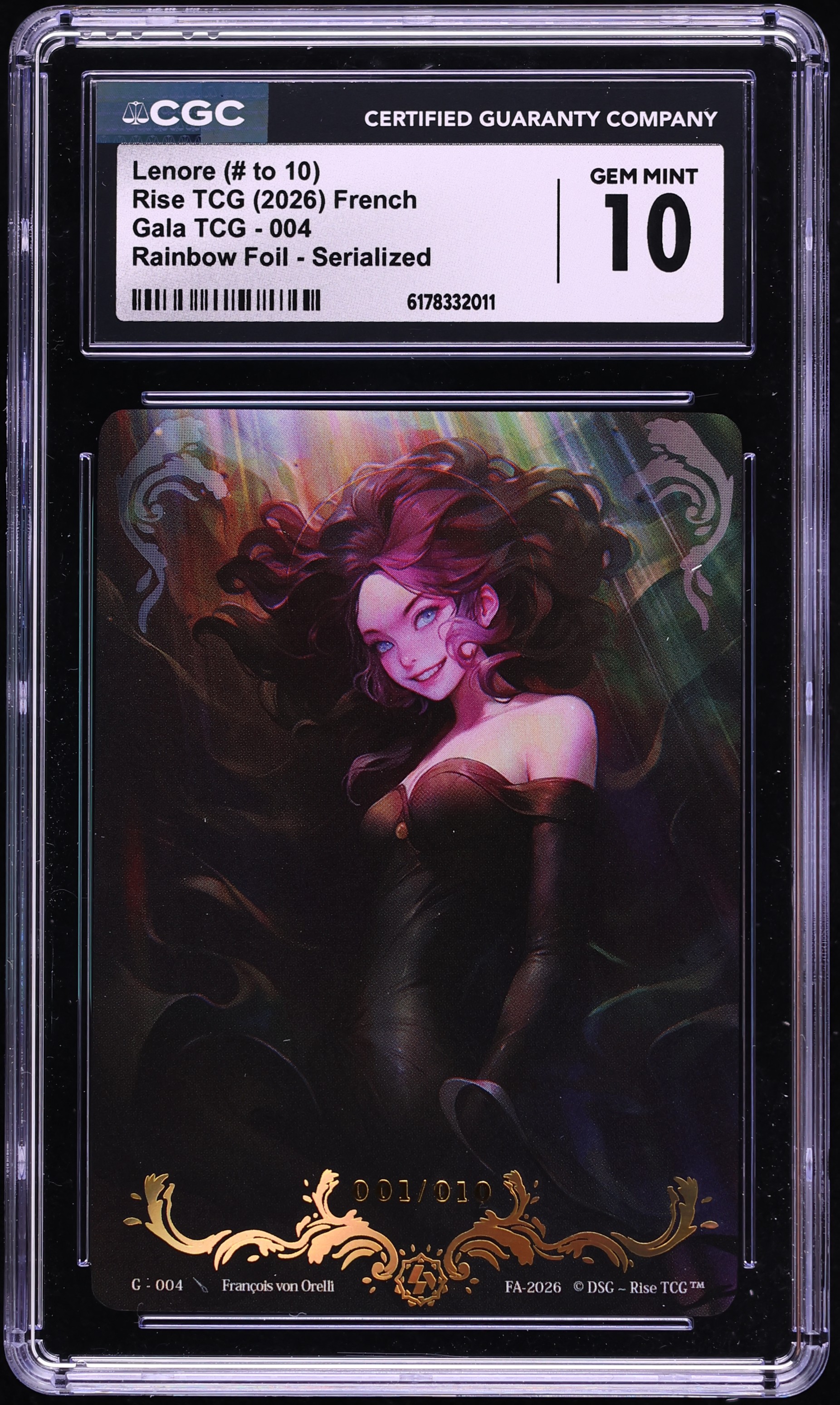 2026 Rise TCG French Gala Rainbow Foil Serialized Lenore 1/10 #004 CGC 10 GEM MINT