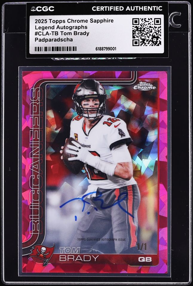 2025 Topps Chrome Sapphire Legend Padparadscha Tom Brady AUTO 1/1 #CLA-TB CGC AUTH