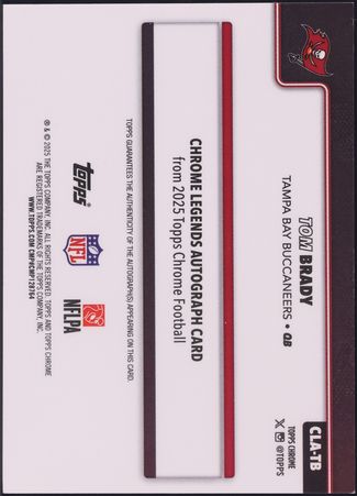 2025 Topps Chrome Sapphire Legend Padparadscha Tom Brady AUTO 1/1 #CLA-TB CGC AUTH