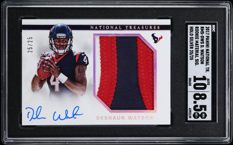 2017 National Treasures Holo Silver Deshaun Watson PATCH AUTO 25/25 #RMS-DWS SGC 8.5 NM-MT+