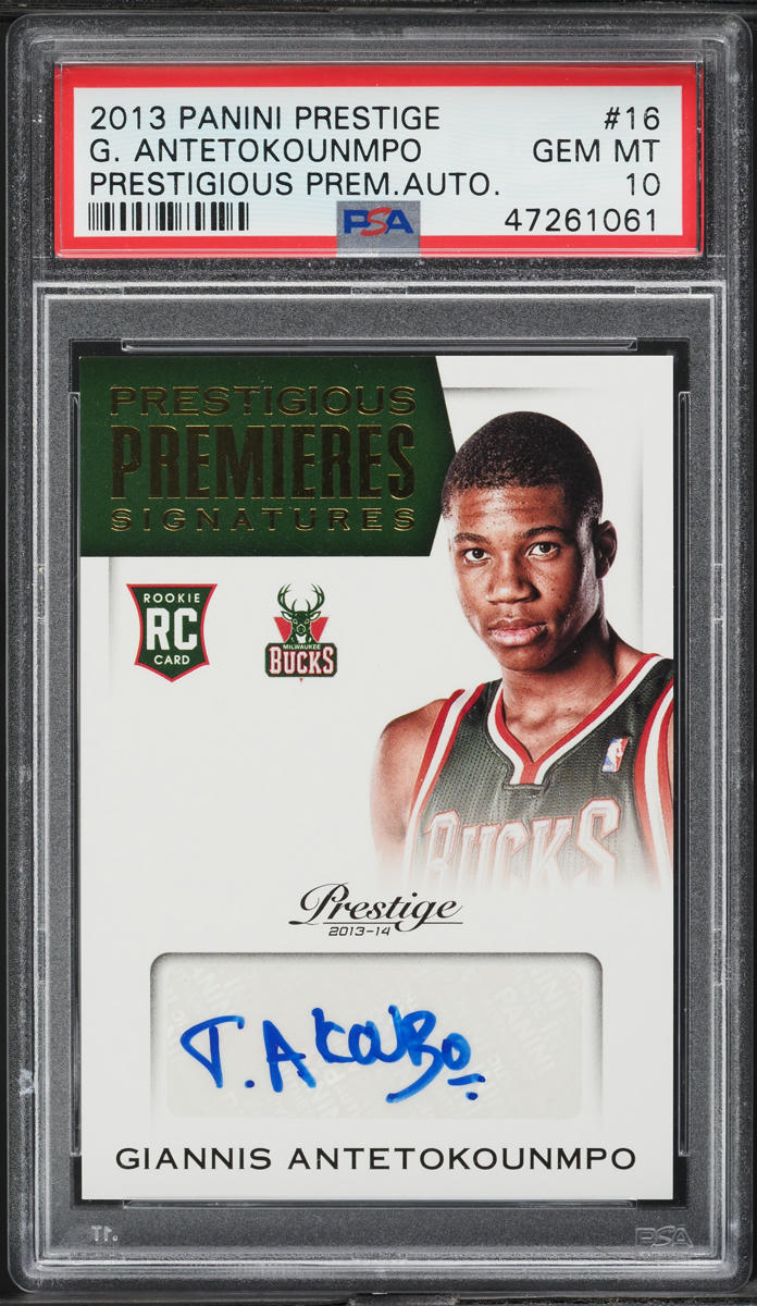 2013 Panini Prestige Prestigious Giannis Antetokounmpo ROOKIE AUTO #16 PSA 10