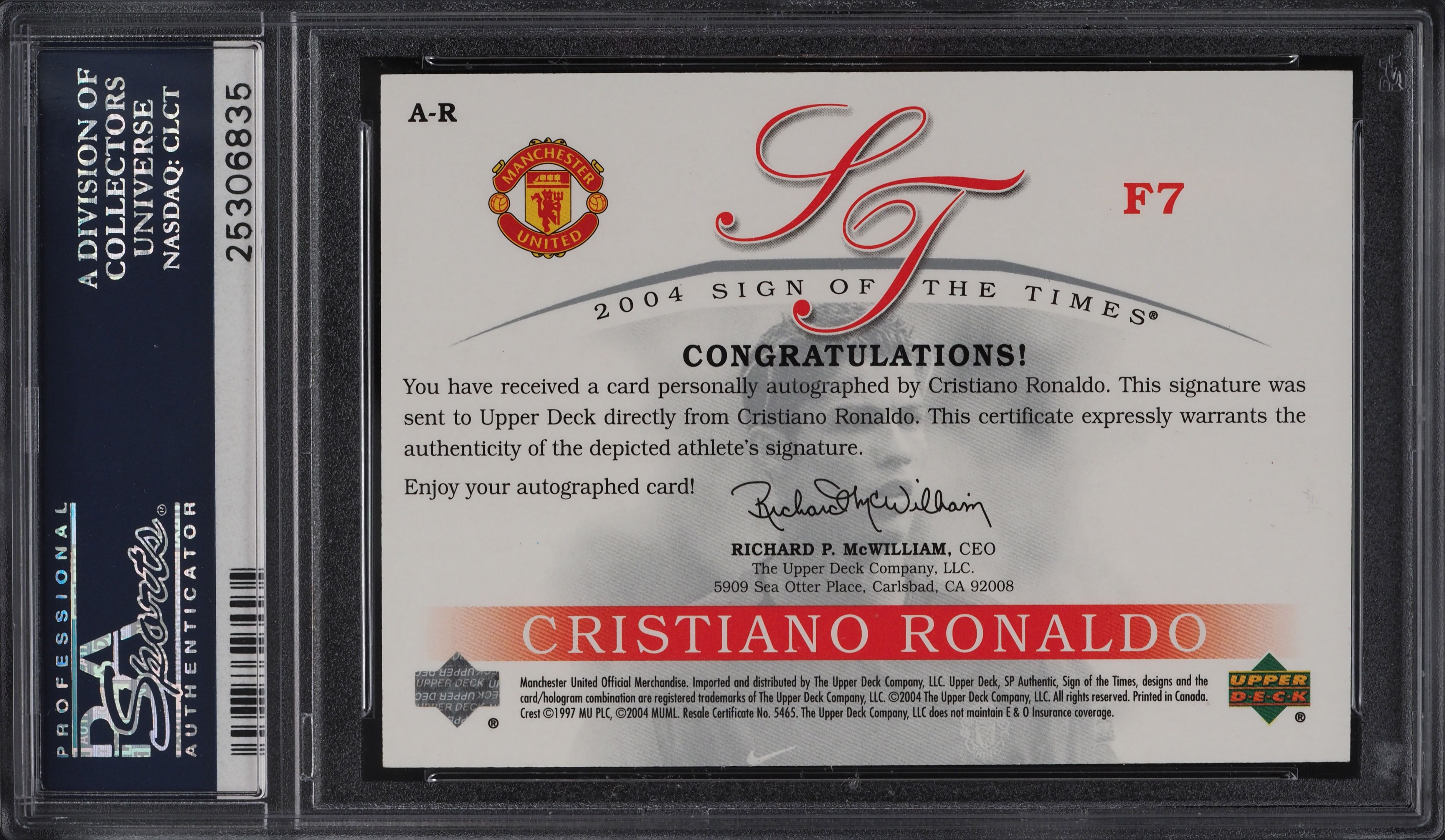 2004 SP Authentic Sign Of The Times Cristiano Ronaldo AUTO