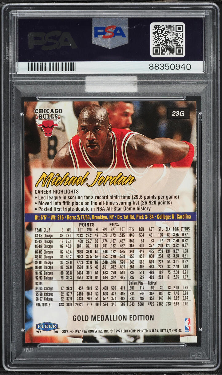 1997 Ultra Gold Medallion Michael Jordan #23G MBA PSA 10 GEM MINT