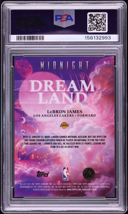 2025 Topps Midnight Dreamland LeBron James #DL-1 PSA 9 MINT - Photo 2