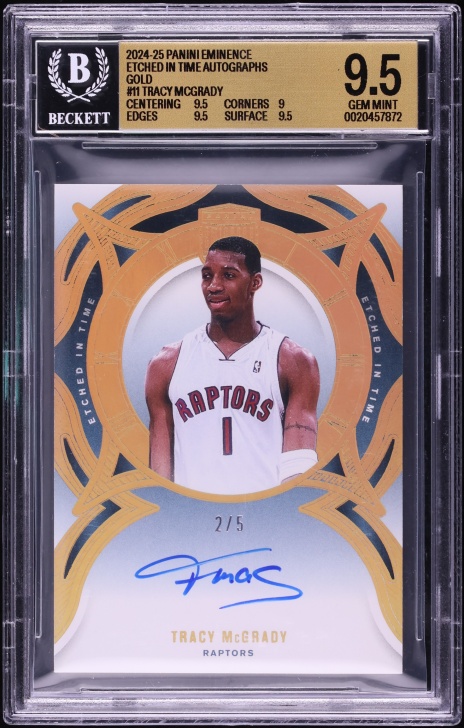 2024 Panini Eminence Etched In Time Gold Tracy McGrady AUTO /5 #11 BGS 9.5 GEM MINT