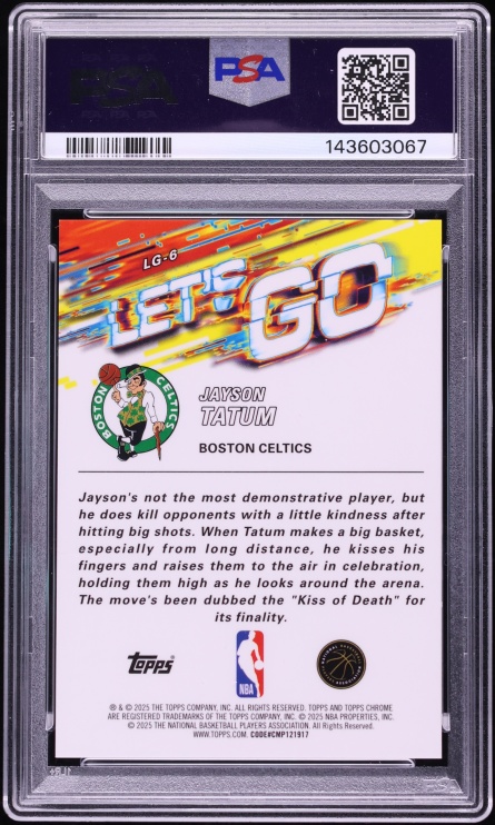 2025 Topps Chrome Let's Go Jayson Tatum #LG-6 PSA 10 GEM MINT - Photo 2