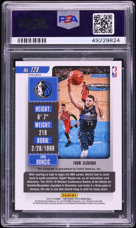 2018 Panini Contenders Optic Luka Doncic ROOKIE AUTO #128 PSA 10 GEM MINT - Photo 2