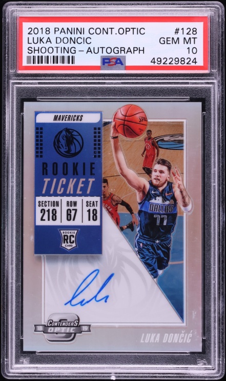 2018 Panini Contenders Optic Luka Doncic ROOKIE AUTO #128 PSA 10 GEM MINT