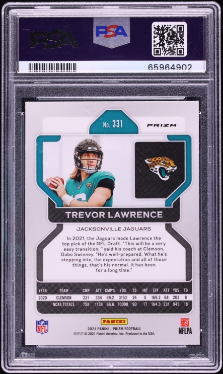 2021 Panini Prizm Black & Red Checker Trevor Lawrence ROOKIE #331 PSA 9 MINT - Photo 2