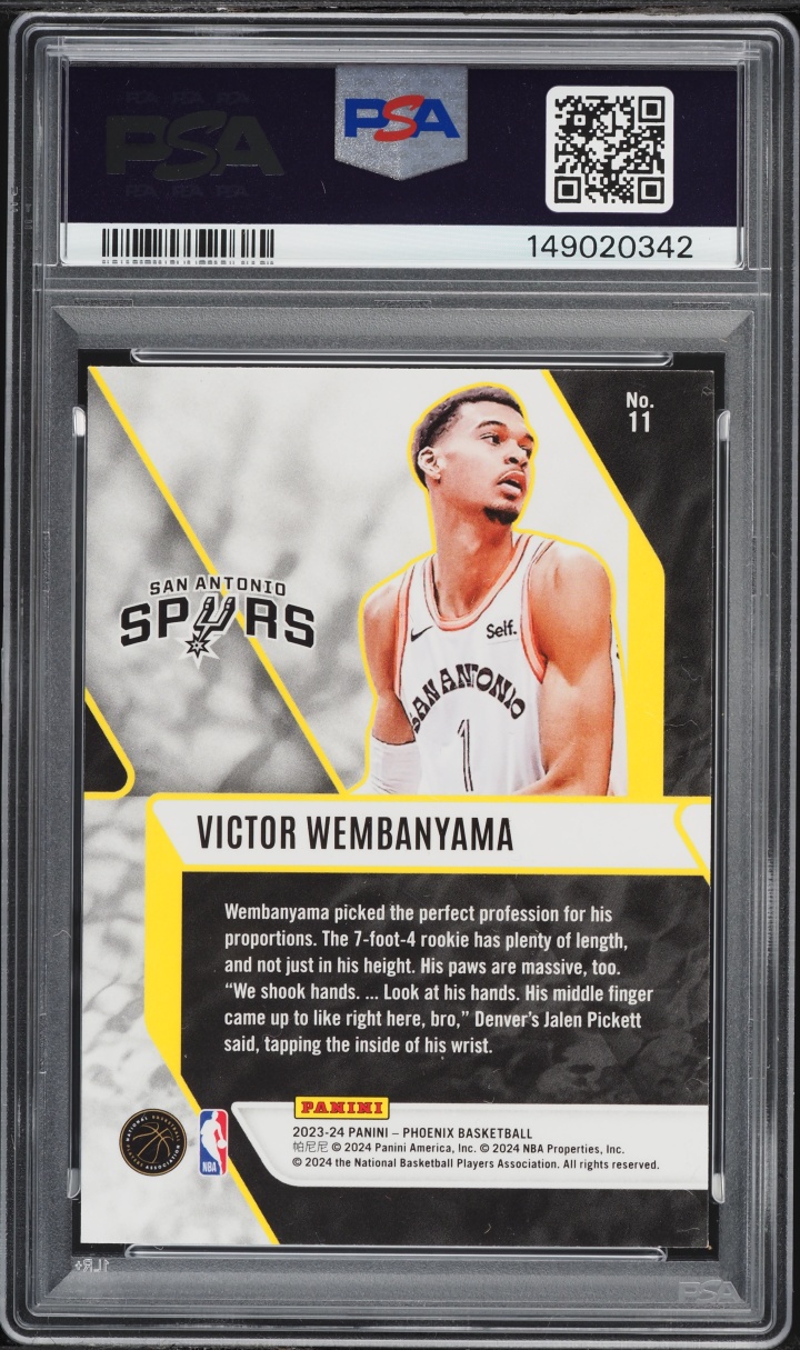 2023 Panini Phoenix Fade To Black Victor Wembanyama ROOKIE #11 PSA 9 MINT