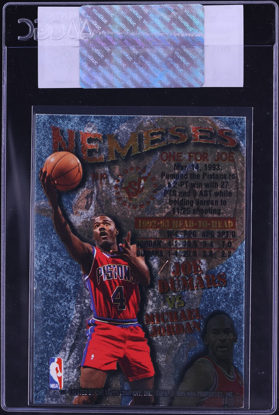 1995 Stadium Club Nemeses Michael Jordan Joe Dumars #N10 CGC AUTH