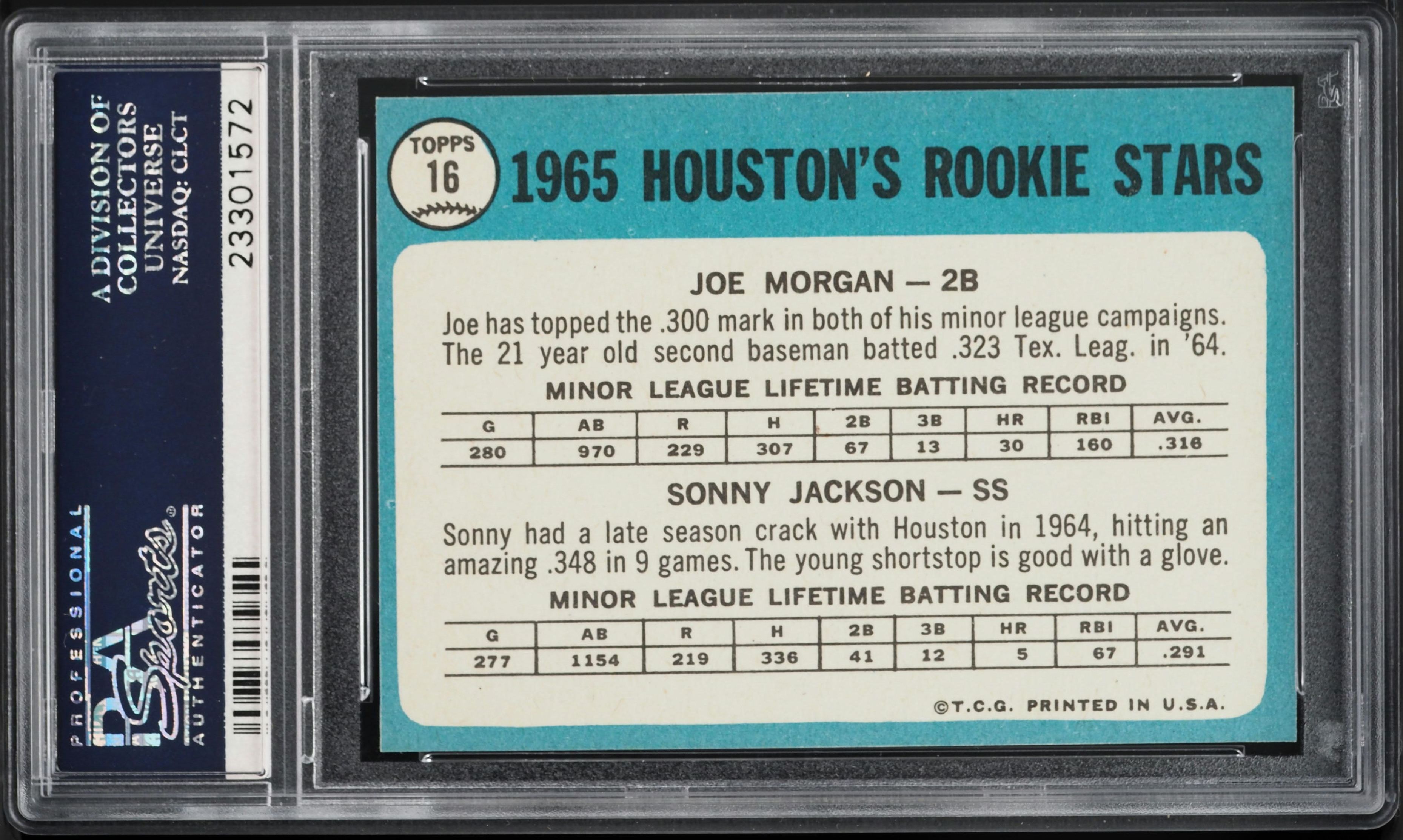 1965 Topps Joe Morgan ROOKIE #16 PSA 9 MINT