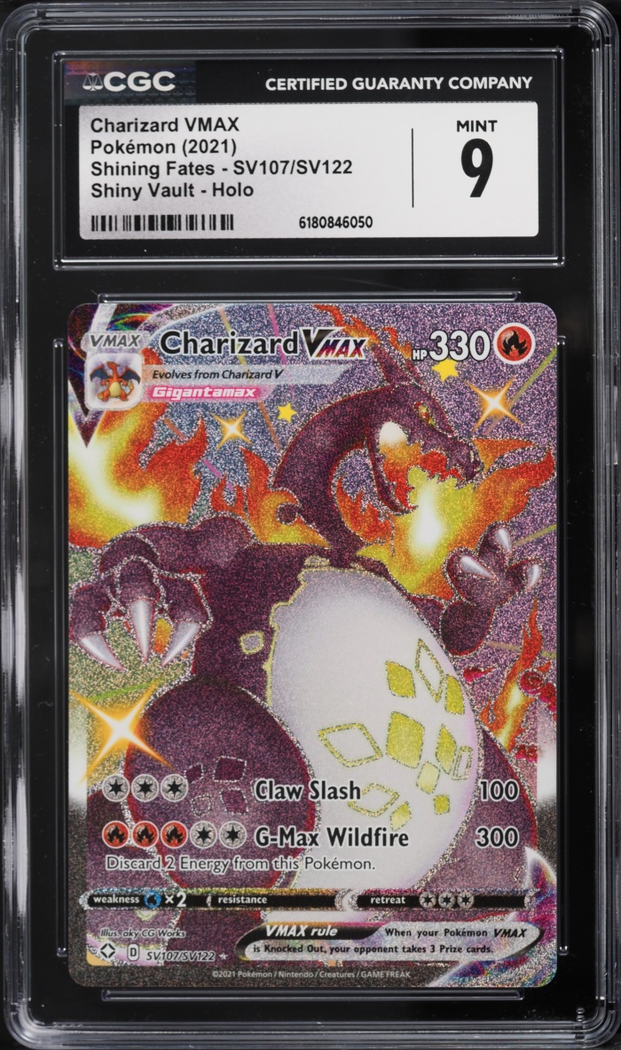 2021 Pokemon Sword & Shield Shining Fates Full Art Charizard VMAX #SV107 CGC 9 MINT