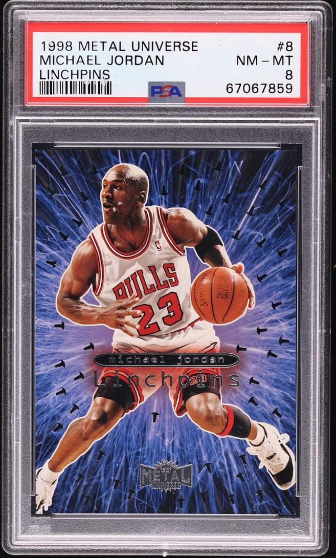 1998 Metal Universe Linchpins Michael Jordan #8 PSA 8 NM-MT - Photo 1