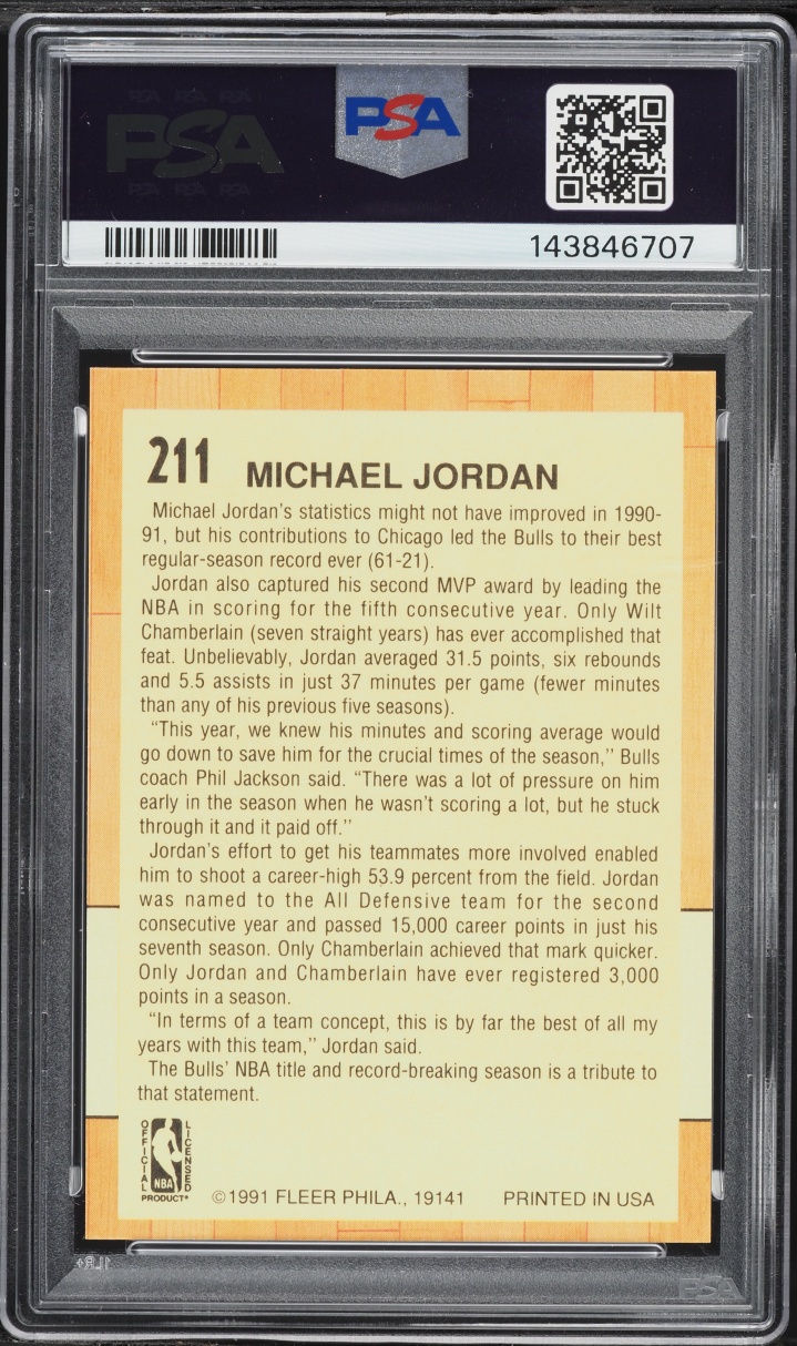 1991 Fleer Basketball Michael Jordan #211 PSA 8 NM-MT
