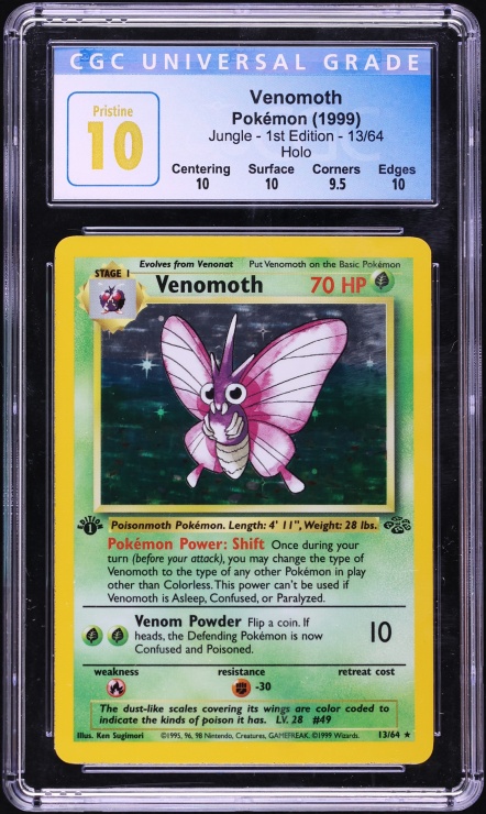 1999 Pokemon Jungle 1st Edition Holo Venomoth #13 CGC 10 PRISTINE