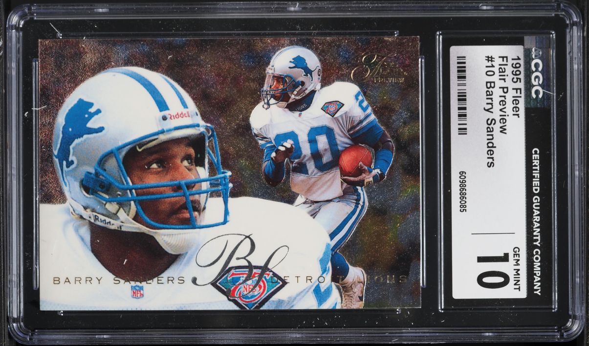 1995 Flair Preview Barry Sanders #10 CGC 10 GEM MINT