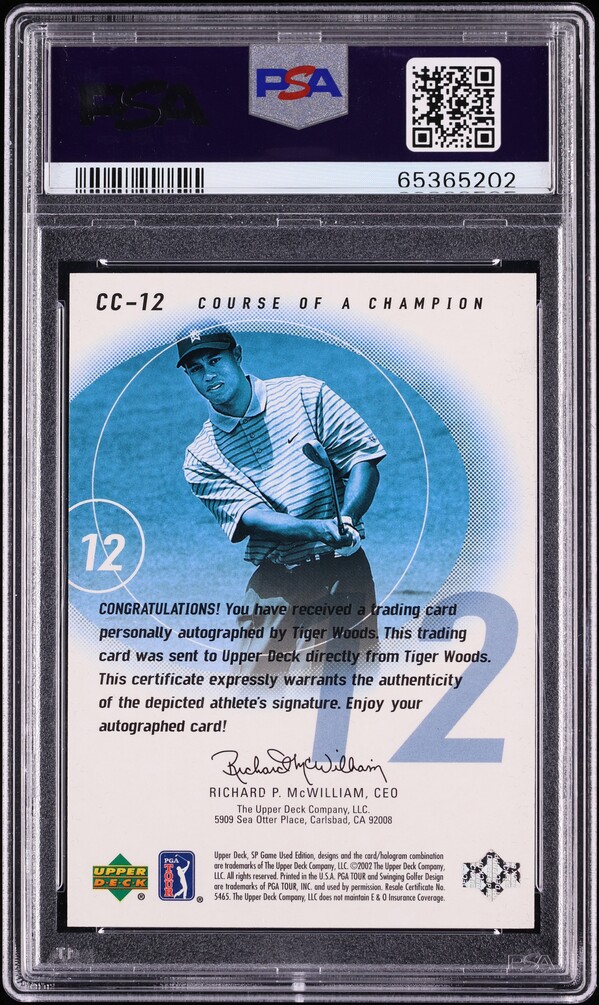 2002 SP Game Used Course Of A Champion Tiger Woods AUTO #CC-12 PSA 10 GEM MINT