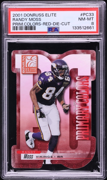 2001 Donruss Elite Primary Colors Red Die Cut Randy Moss /25 #PC33 PSA 8 NM-MT
