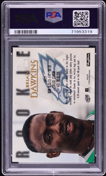 1996 Skybox Premium Rubies Brian Dawkins ROOKIE #190 PSA 8 NM-MT - Photo 2