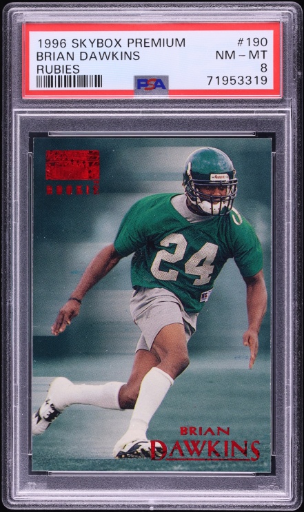 1996 Skybox Premium Rubies Brian Dawkins ROOKIE #190 PSA 8 NM-MT