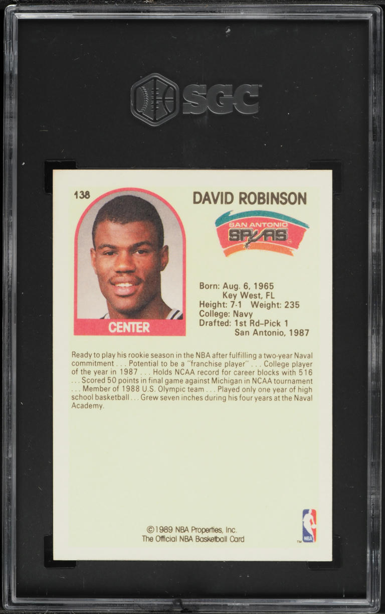 1989 Hoops David Robinson ROOKIE #138 SGC 9.5 MINT+