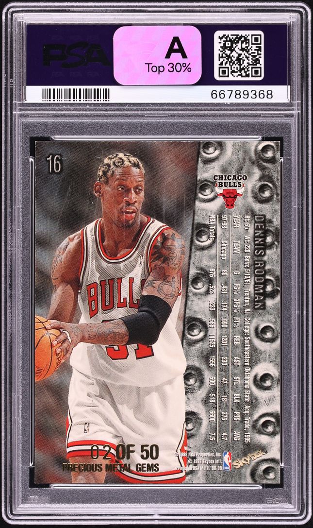 1998 Metal Universe Precious Metal Gems PMG Dennis Rodman /50 #16 PSA 7 NRMT