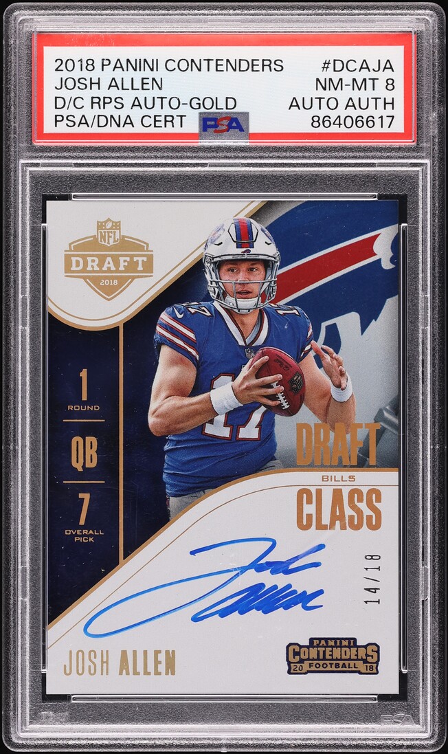 2018 Panini Contenders Draft Class Gold Josh Allen ROOKIE DUAL AUTO /18 ...