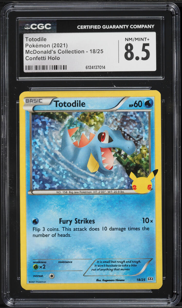 2021 Pokemon Sword & Shield McDonald's Collection Confetti Holo Totodile #18 CGC 8.5 NM-MT+