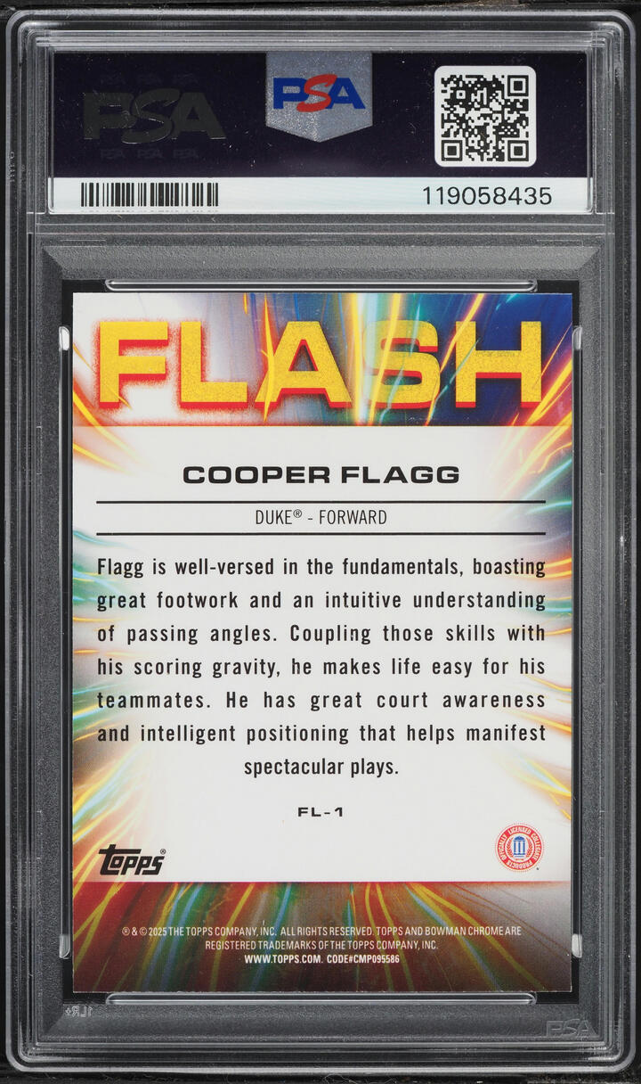 2024 Bowman Chrome University Flash Xfractor Cooper Flagg ROOKIE #FL1 PSA 10 GEM MINT