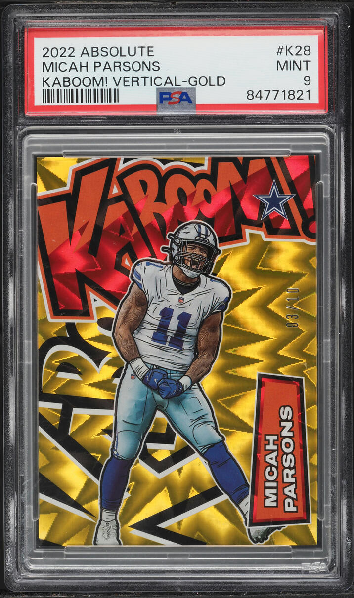 2022 Absolute Kaboom Vertical Gold Micah Parsons /10 #K28 PSA 9 MINT