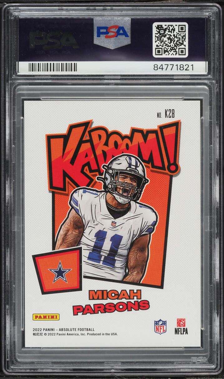 2022 Absolute Kaboom Vertical Gold Micah Parsons /10 #K28 PSA 9 MINT