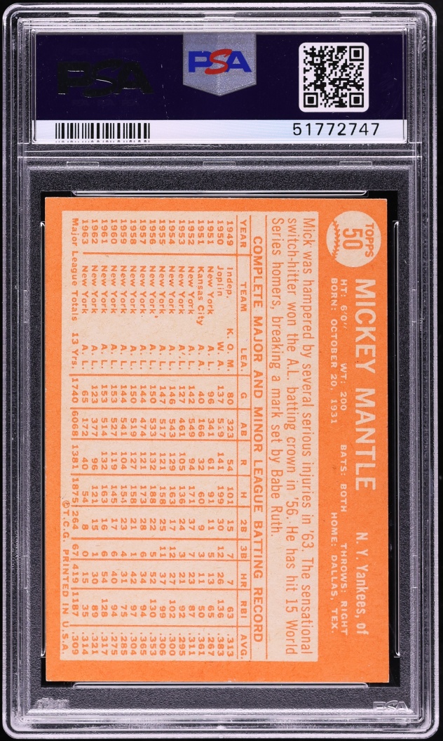 1964 Topps Mickey Mantle #50 PSA 8 NM-MT
