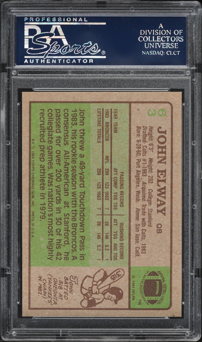 1984 Topps Football John Elway ROOKIE #63 PSA 9 MINT