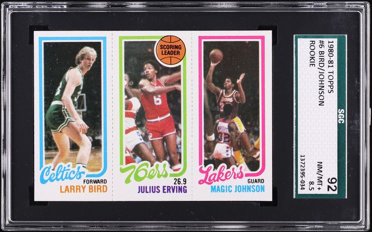 1996 Finest Reprint w/ Coating Larry Bird Julius Erving Magic