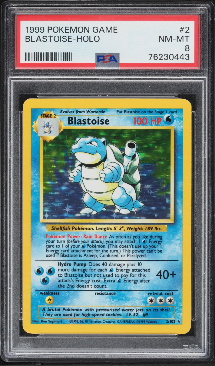1999 Pokemon Base Set Holo Blastoise #2 PSA 8 NM-MT