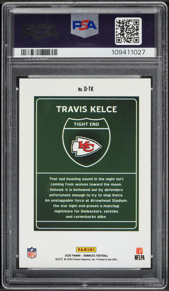 2020 Donruss Downtown Travis Kelce #D-TK PSA 9 MINT
