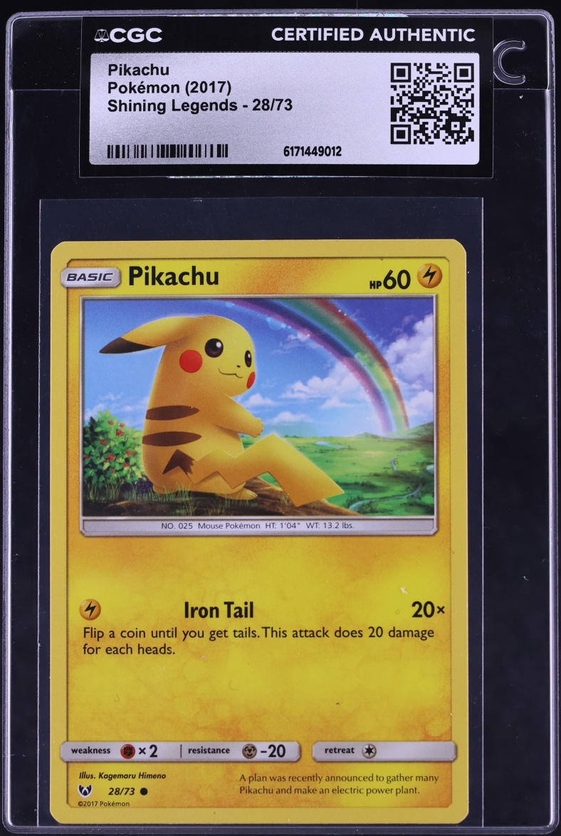 2017 Pokemon Sun & Moon Shining Legends Pikachu #28 CGC AUTH