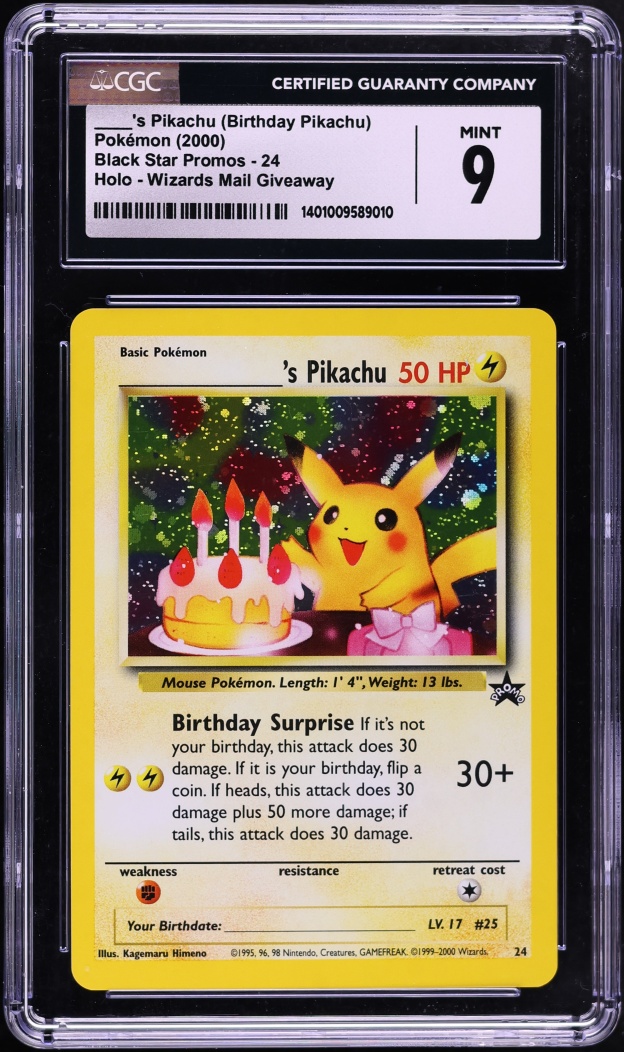 2000 Pokemon Black Star Promo Holo Birthday Pikachu #24 CGC 9 MINT