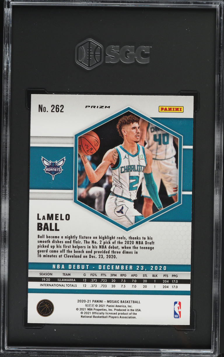 2020 Panini Mosaic NBA Debut Orange Reactive Prizm LaMelo Ball ROOKIE #262 SGC 10 GEM MINT