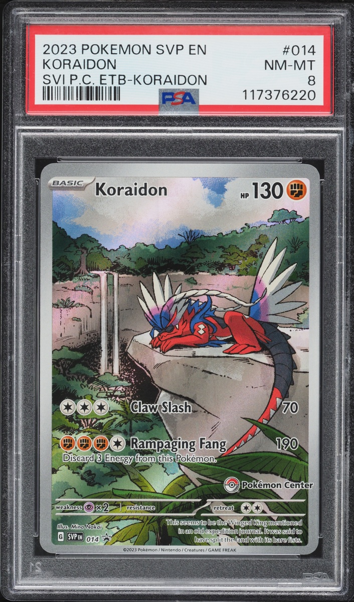 2023 Pokemon Scarlet & Violet Black Star Promo Center ETB Full Art Koraidon #14 PSA 8 NM-MT