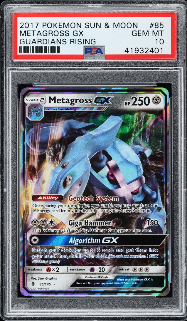 2017 Pokemon Sun & Moon Guardians Rising Full Art Metagross GX #85 PSA 10 GEM MINT