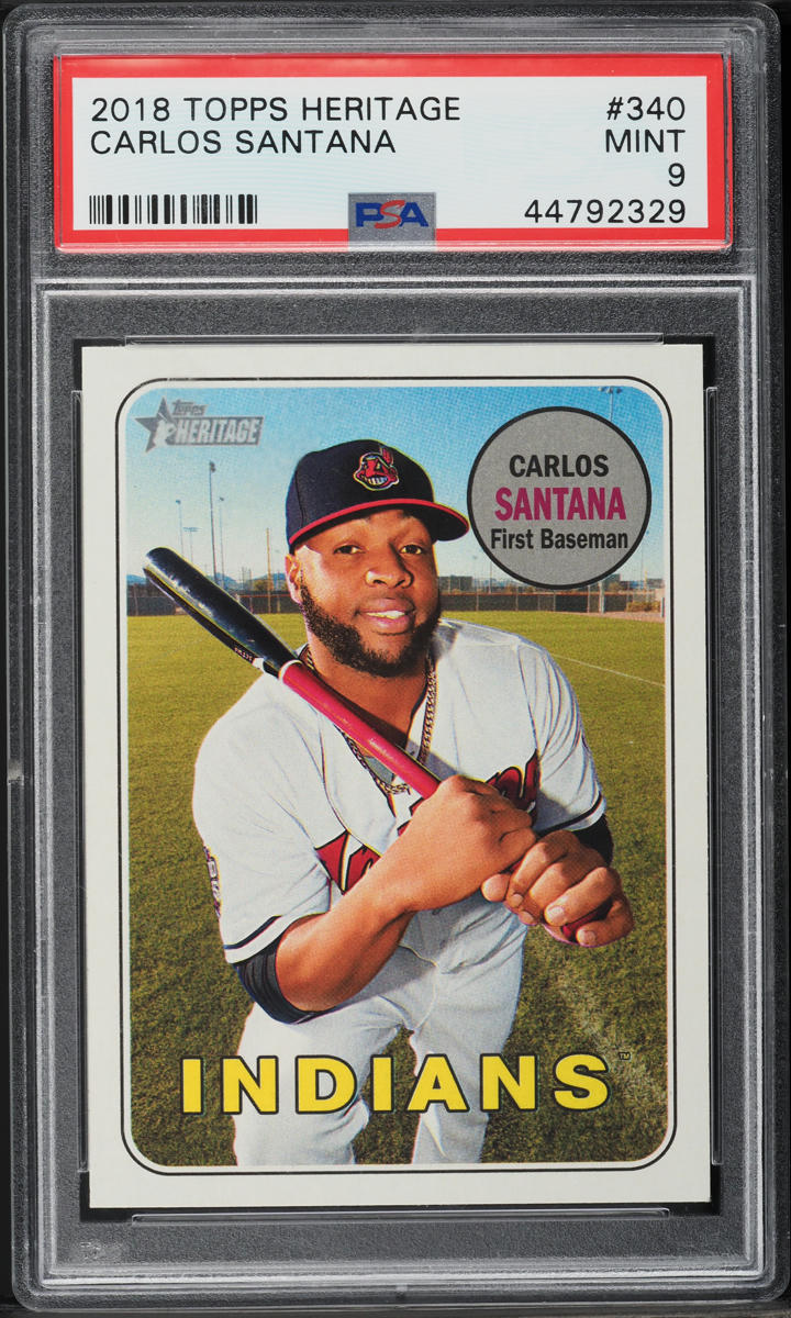 2018 Topps Heritage Carlos Santana #340 PSA 9 MINT