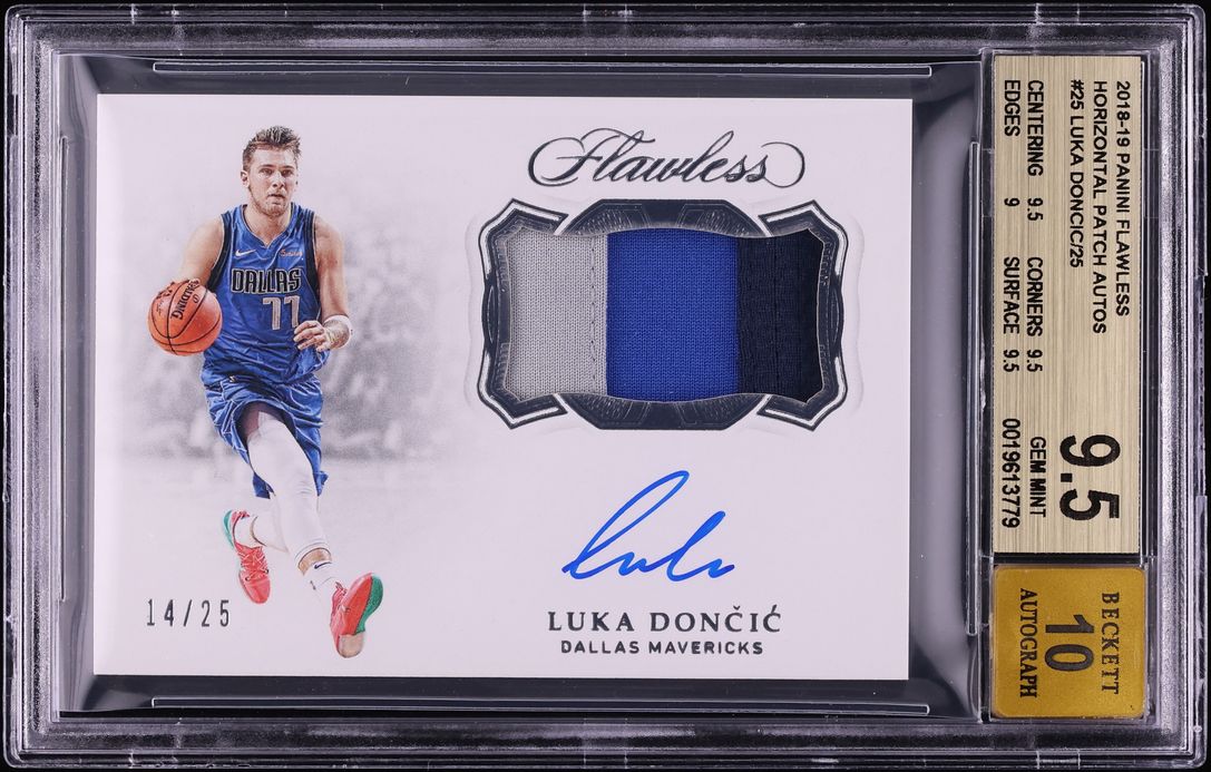 2018 Panini Flawless Luka Doncic ROOKIE PATCH AUTO /25 #HP-LDC BGS 9.5 GEM MINT