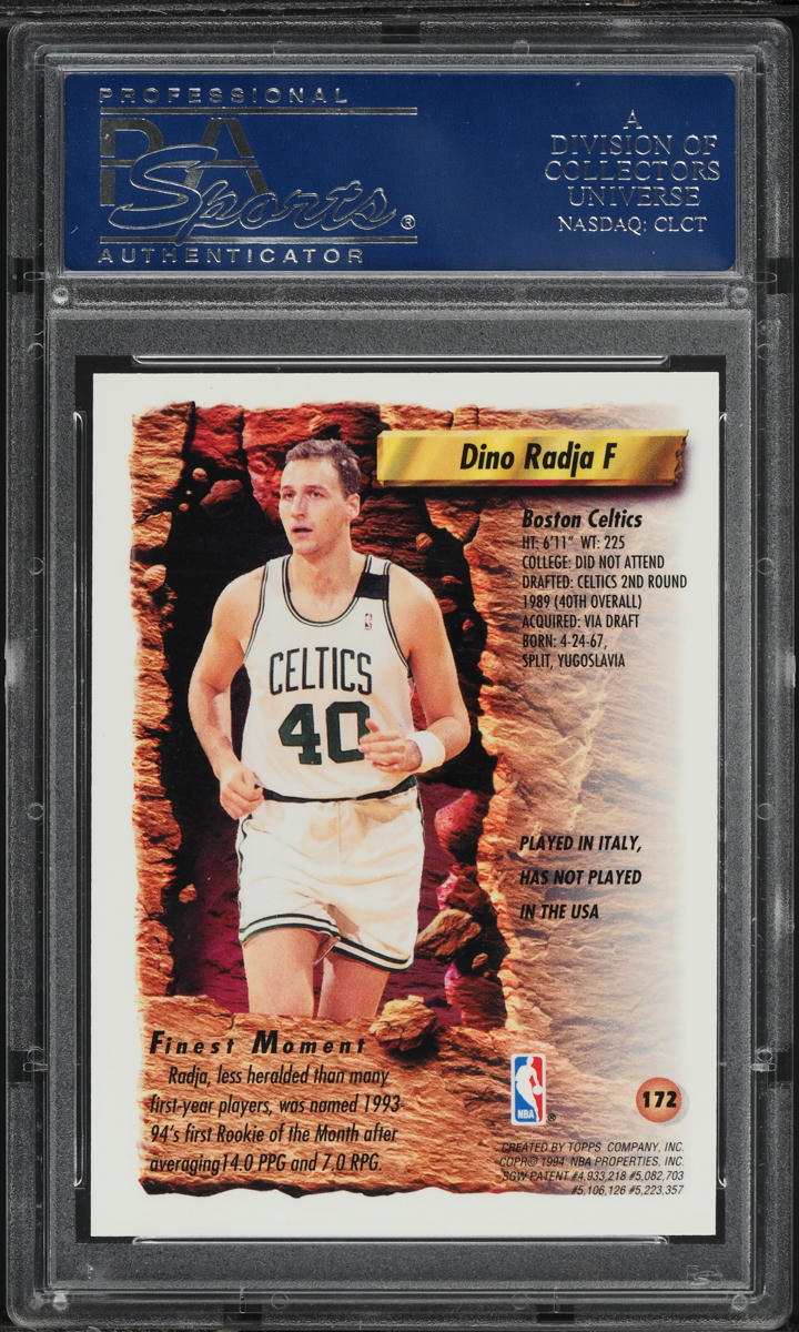 1993 Finest Refractor Dino Radja #172 PSA 10 GEM MINT
