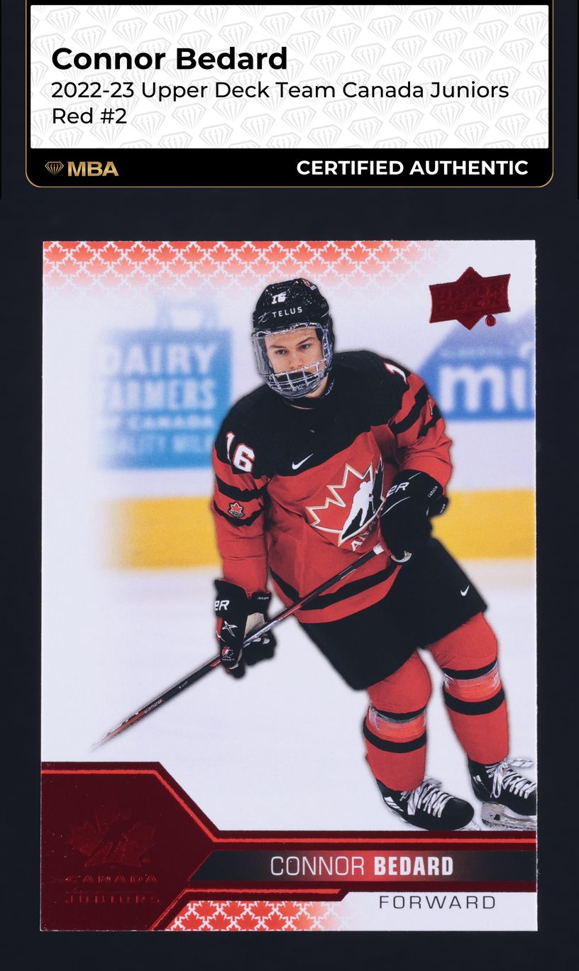 2022 Upper Deck Team Canada Juniors Red Connor Bedard ROOKIE #2 MBA AUTH